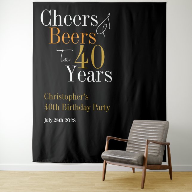 Tenture 40e anniversaire Soeurs et bières en arrière-plan (En situation)