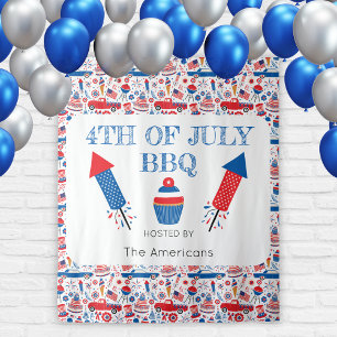Tenture 4 juillet BBQ American Tapestry fond