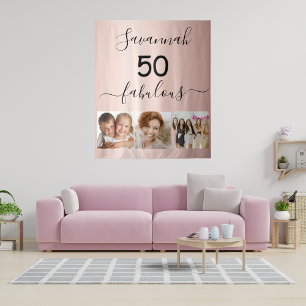 Tenture 50 fabuleux rose gold personnalisé photo surprise
