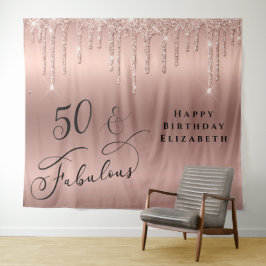 Tenture 50 Fabulous Rose Gold Glitter Fête d'anniversaire