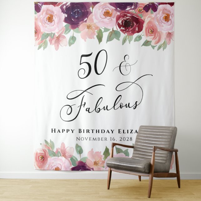 Tenture 50 Merveilleux Fête d'anniversaire à l'aquarelle f (En situation)