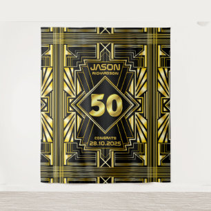 Tenture 50e anniversaire Art Déco Gold Black Great Gatsby