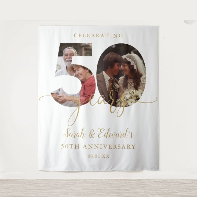 Tenture 50e anniversaire du Mariage 2 Photo fond (Devant)