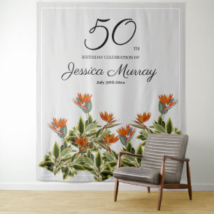 Tenture 50e Anniversaire Élégantes Fleurs Tropicales Vinta