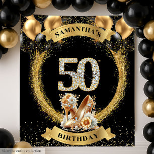 Tenture 50e anniversaire étincelant chiffres diamant talon