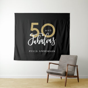 Tenture 50e anniversaire moderne noir et or style tapest