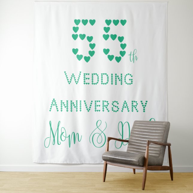 Tenture 55e anniversaire de mariage des parents Noces d'ém (En situation)