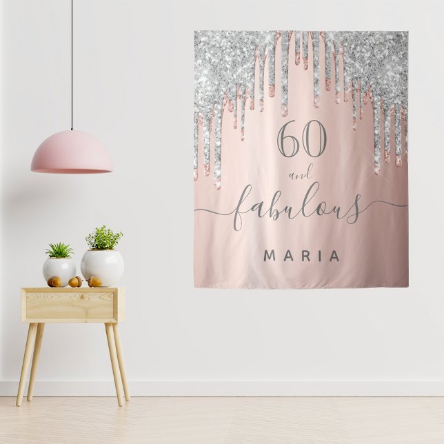 Tenture 60 ans anniversaire paillettes rose gold argent (Créateur téléchargé)
