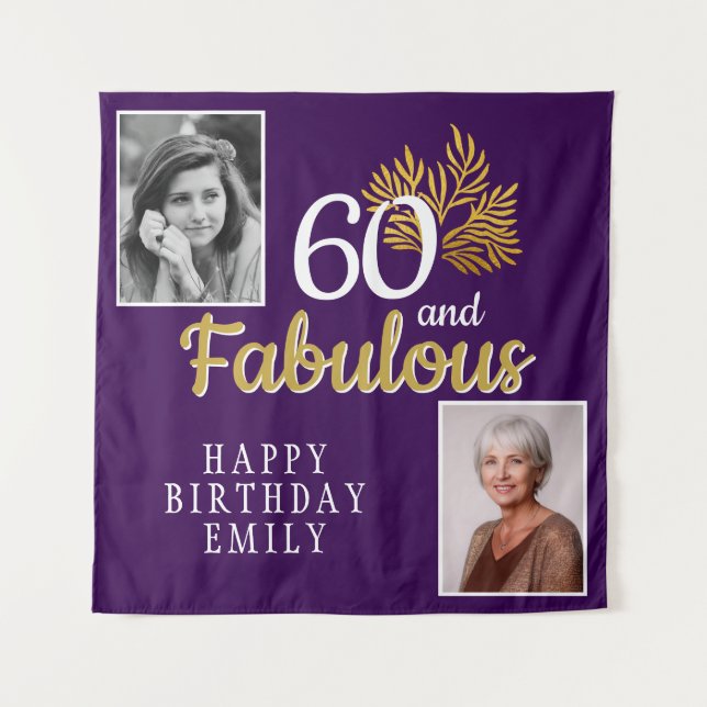 Tenture 60 et Fabulous Gold Foliage 2 Photo Anniversaire (Devant)