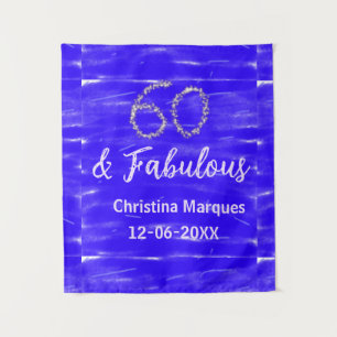 Tenture 60 & fabuleux anniversaire bleu argent ajouter nom