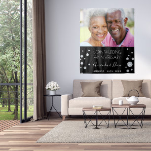 Tenture 60e anniversaire du mariage diamant photo noire