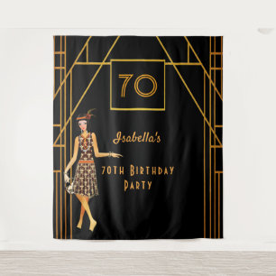 Tenture 70e anniversaire noir or 1920 art déco