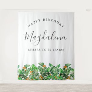 Tenture 75e anniversaire Décembre Fleur de naissance fond