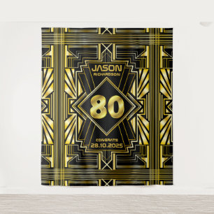 Tenture 80e anniversaire Art Déco Gold Black Great Gatsby