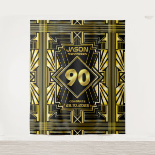 Tenture 90e Anniversaire Art Déco Or Noir Gatsby le Magnif