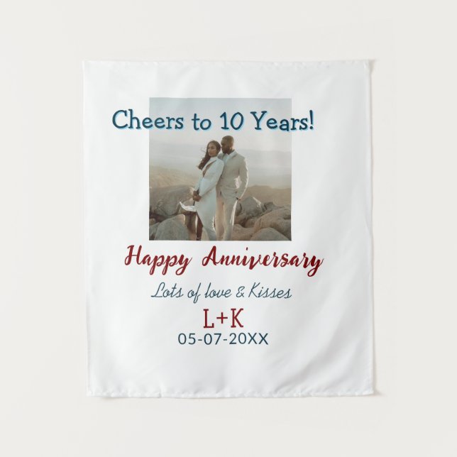Tenture À 10 ans de mariage joyeux anniversaire ajouter un (Devant)