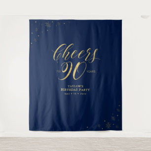 Tenture À 90 ans, fête d'anniversaire Gold & Navy 90
