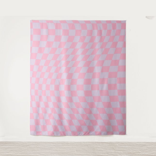 Tenture à damiers Motif Lilac Pink Check Checkerboard (Devant)