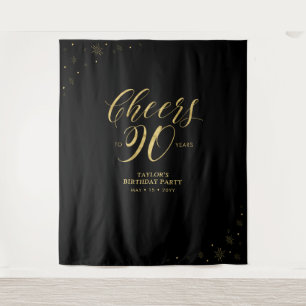 Tenture À la santé de 90 ans, Or & Noir 90 Soirée d'annive