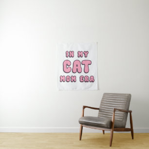 Tenture À l'ère de ma mère chatte - Typographie rose rétro