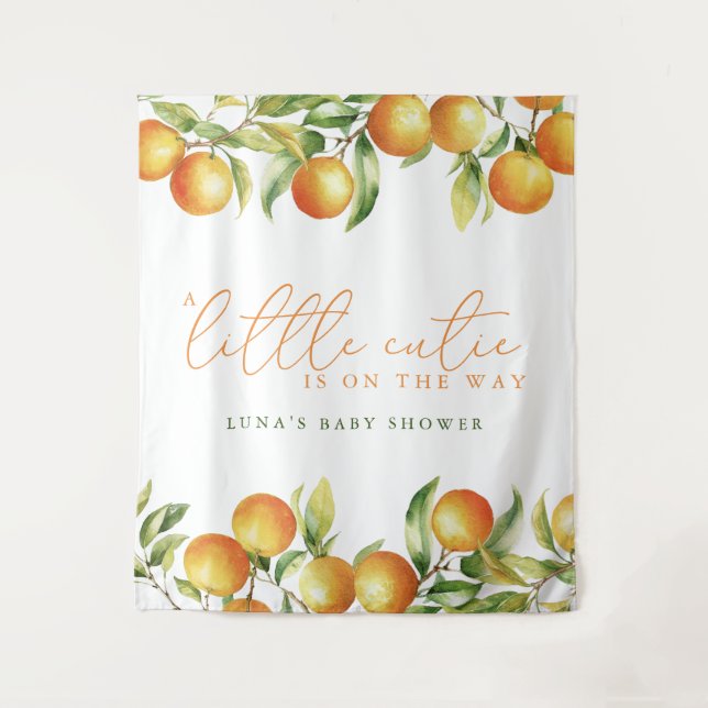 Tenture A Little Cutie Is On The Way Baby Shower Backdrop (Devant)