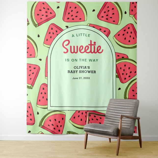 Tenture A Little Sweetie Summer Watermelon Baby Shower  (En situation)