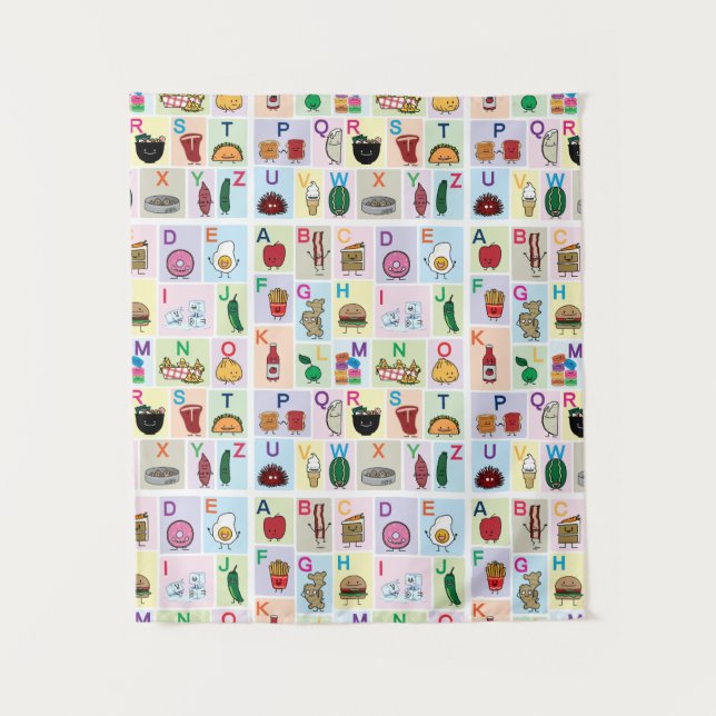 Tenture ABC Alphabet lettres d'apprentissage joyeux alimen (Devant)