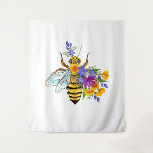 Tenture Abeille à fleurs avec plantes sauvages