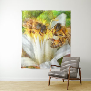 Tenture Abeilles De Miel Sur L'Aquarelle De Fleur De Citro