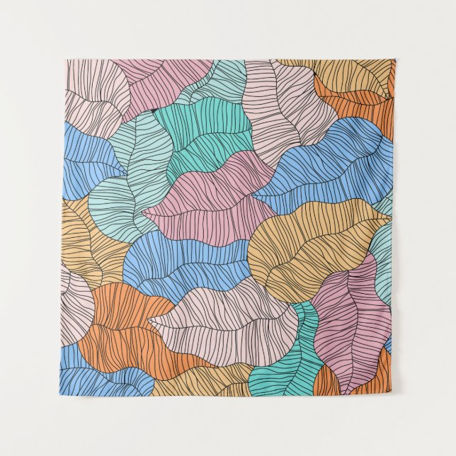 Tenture Abstract colorful leaf painting design background (Devant)