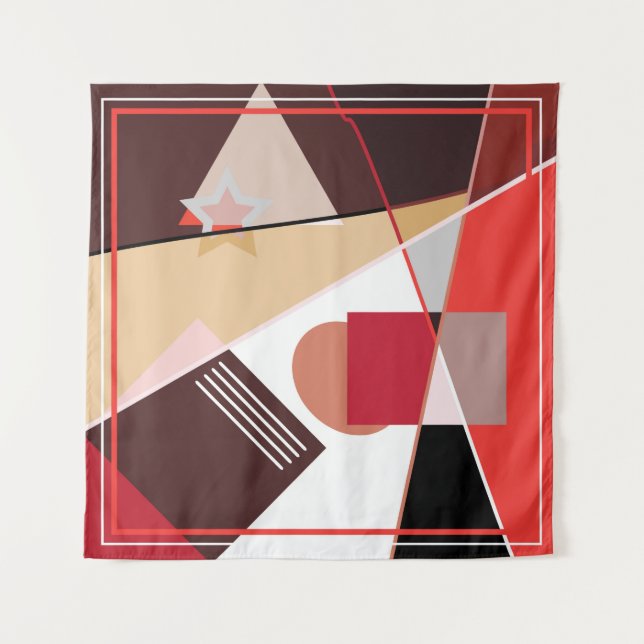 Tenture Abstract geometric pattern,  silk scarf shawl desi (Devant)