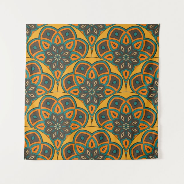 Tenture Abstract mandala fish scale seamless pattern. Orna (Devant)