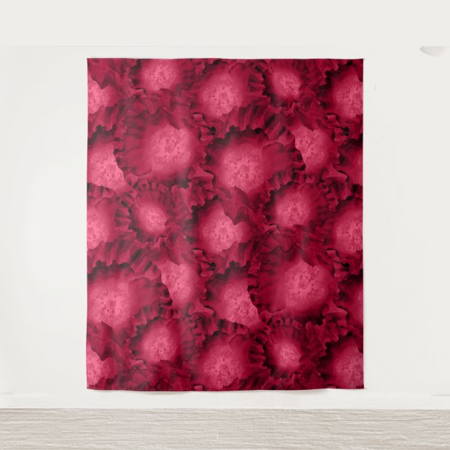 Tenture Abstract red roses poppy flowers floral romantic (Devant)