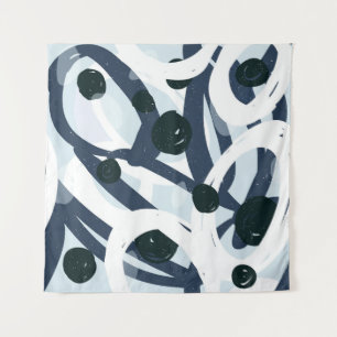 Tenture Abstrait bleu et marine brushstrokies peinture ill