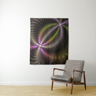 Tenture Abstrait brillant Trippy coloré 3D Fractal Art