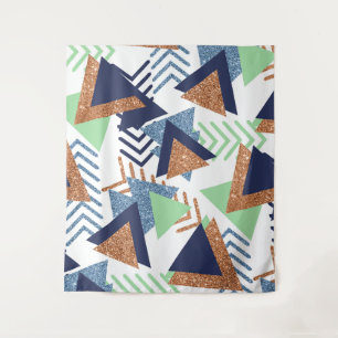 Tenture Abstrait Couleurs 80s Rose Navy Or Menthe 90s