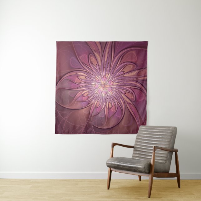 Tenture Abstrait Floral Fractal Art Berry couleurs (En situation)