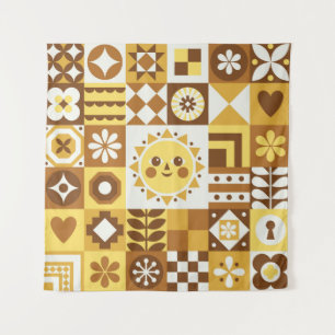 Tenture Abstrait floral. Scandinave vintage et folk des
