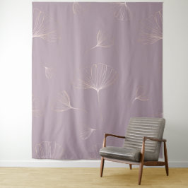 Tenture Abstrait Ginkgo Biloba Rose Botanique Or