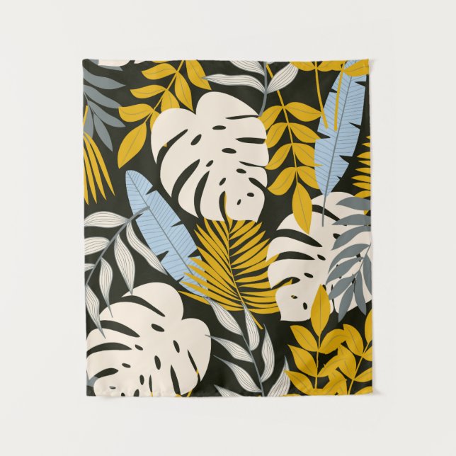 Tenture Abstrait motif sans faille avec des feuilles tropi (Devant)