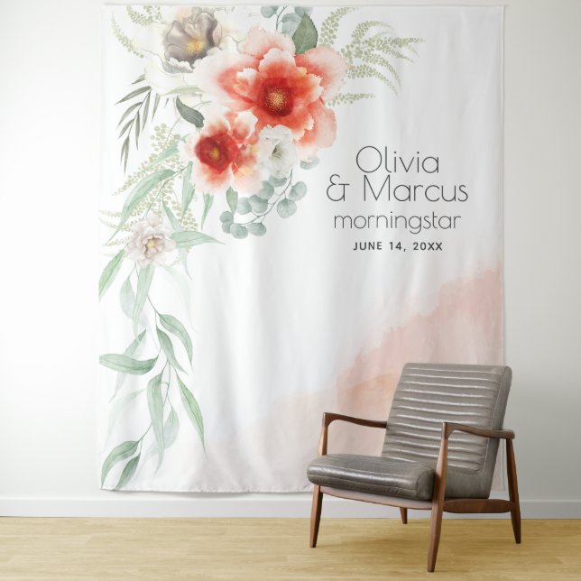 Tenture Accessoire de mariage floral corail brillant aquar (En situation)