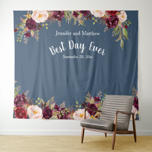 Tenture Accessoire de photo de mariage aquarelle florale b (En situation (horizontale))