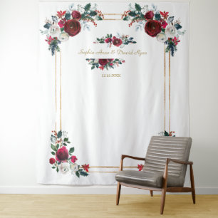 Tenture Accessoire de photo de mariage floral bordeaux hiv
