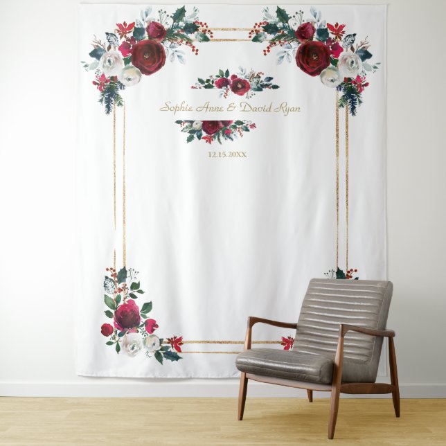 Tenture Accessoire de photo de mariage floral de Bourgogne (En situation)