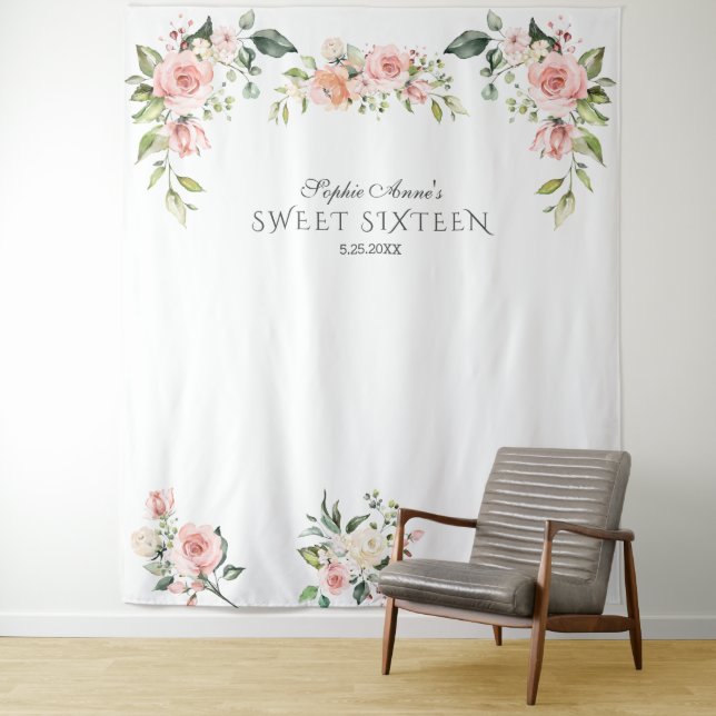 Tenture Accessoire de photo Sweet Sixteen à fleurs rose te (En situation)