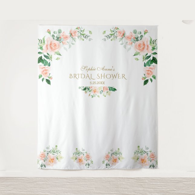 Tenture Accessoire de photomaton de mariage avec fleurs ro (Devant)