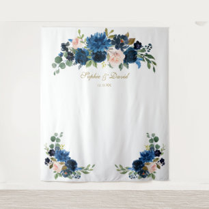Tenture Accessoire de photomaton de mariage Fleurs Bleues