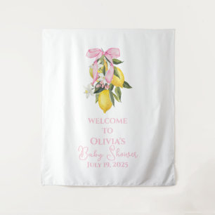 Tenture Accueil Baby Shower Coquette prépa Ruban Rose Citr