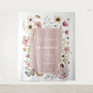 Tenture Accueil du Baby shower de la fée Fleur sauvage de 