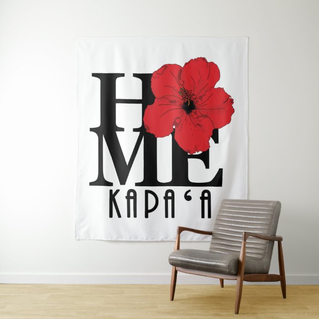 Tenture ACCUEIL Kapa`a Kawaii RedHibiscs (En situation)